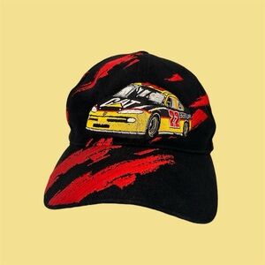 Vintage Y2K Nascar Ward Burton Caterpillar 22 Baseball Cap AOP Embroidery Black